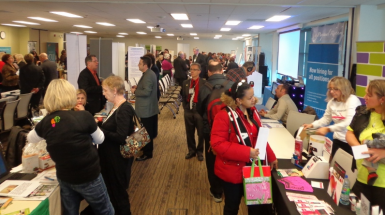 Attendees talked with employers looking to hire at the 2014 CARP Job Fair.