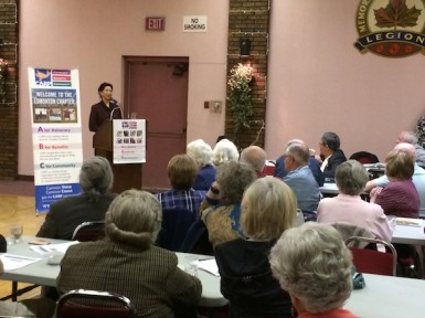 Susan Eng addresses members attending the Edmonton Chapter's Annual General Meeting