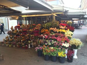 Kiosk by the outdoor cafes in Flower Square